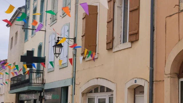 Maisons colorées de la Grand Rue à Montfort-en-Chalosse